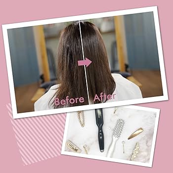 ヘアアイロン ブラシ マイナスイオン カール・ストレートブラシ MILASIC ヘアアイロン ブラシ型 ブラシ ストレート カール